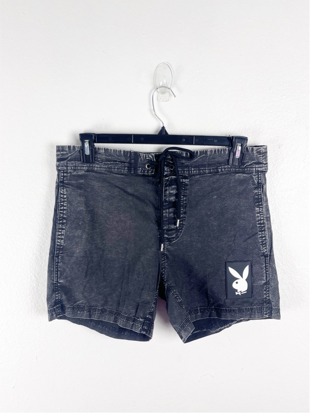 PLAYBOY BY PACSUN Black High Rise Tie Closure Detail Lightweight Shorts Small